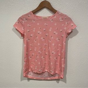 kids btween pink daisy floral flower ribbed short sleeve t shirt